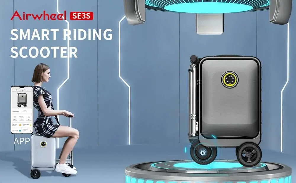 SE3S Airwheel Smart Rideable Suitcase, Lightweight Electric Luggage Scooter  For Travel With Digital Lock, Waterproof And Lightweight