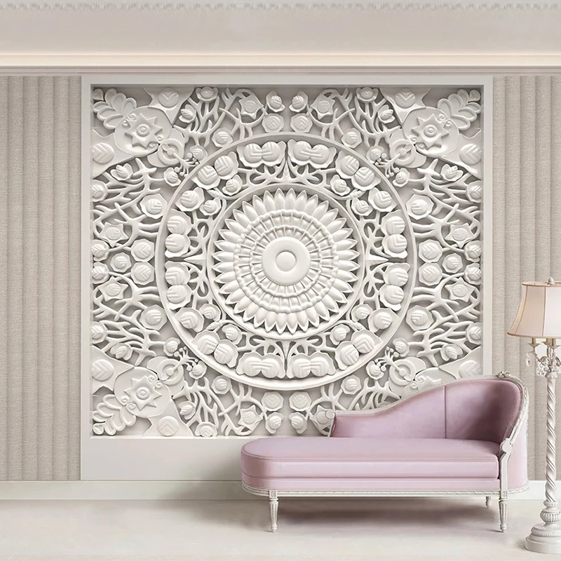 Custom Wallpaper Home Decor European Style White Plaster Carved 3d  Stereoscopic Relief Living Room Tv Background Mural De Parede - Buy Plain Wall  Paper,Wallpaper Price,Wallpaper Brushes Product on 