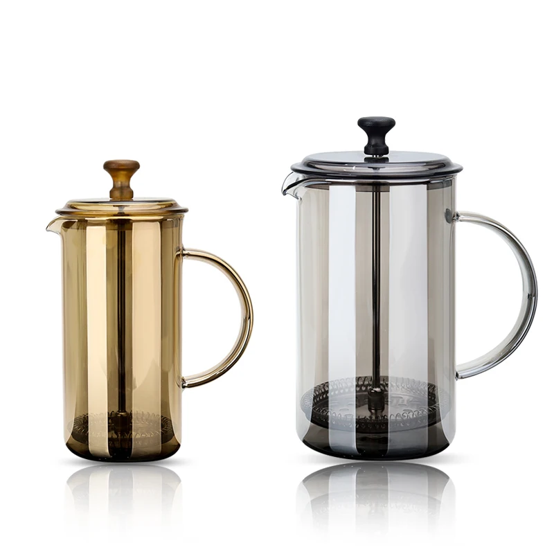 New Factory Sale Custom Logo Titanium Plated Glass Multi-Color Coffee and Tea Maker French Press