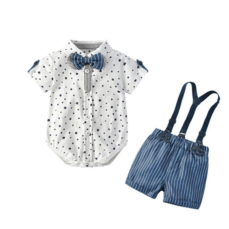 
 100% хлопковый летний костюм для малышей, рубашка с шортами, одежда для маленьких джентльменов, комплект одежды  