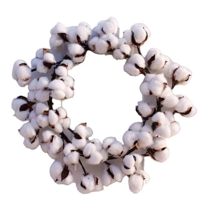 d3041 热卖干燥白色棉花球花环圣诞装饰 - buy cotton ball wreath