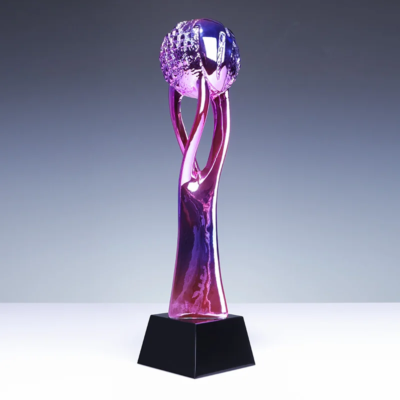 Factory New Design Custom Crown Trophy Resin Crystal Glass Award for Sports UV Printed supplier