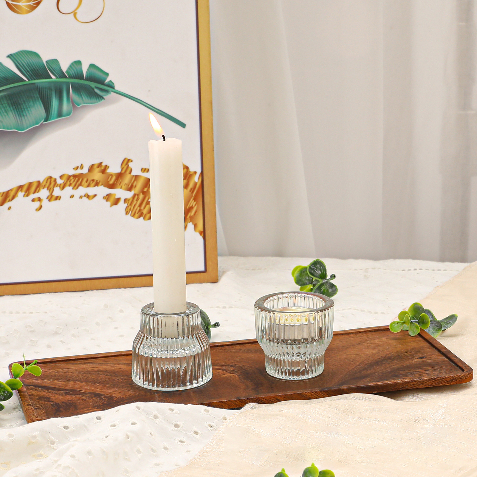 Multi-function Suitable for Both Sides Crystal Glass Candle Holder Candlestick Holders Wedding Home Decoration Candle Holders