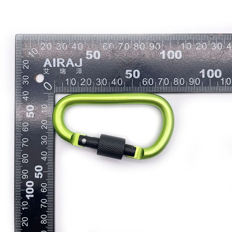 BT-A1303 80mm D Shape Outdoor Activity Black Red Yellow Blue Camping Screw Clip Hook Aluminum Carabiner