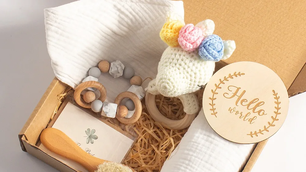 Baby Rattle Toys Wooden Teether Crochet Pattern Newborn Gift Baby