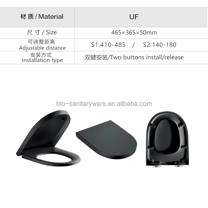 BTO High Quality Quick Release WC European Soft Closing UF Ceramic Toilet Seat