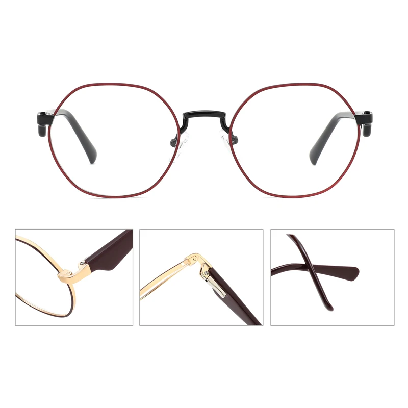 WR1077 Classic Blue Metal Acetate Full-Rim Solid Durable Optical Frame Eyeglasses for All Face Shapes Spring Temple-Outdoor Use