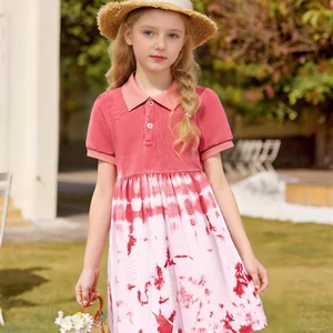 Wholesale Children's Solid Plant Dye Natural Dye ODM Short Sleeve Polo Dress for Girls