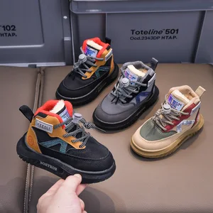 Children's Martin Boots Fashion Kids Leather Ankle Boot Winter Kid Shoes Anti Slip Foot Warmer Boots