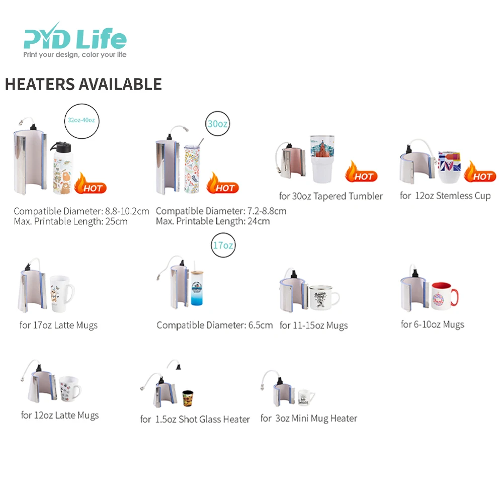 PYD Life 40 oz Tumbler Mug Heat Press Attachment with 5 Pin for 2 in 1 Tumbler Heat Press Machine