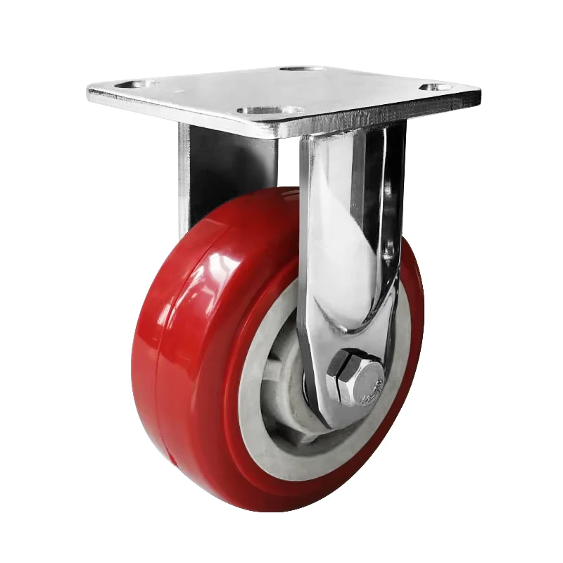 directional red rubber caster wheels 4" pu castor heavy duty 304