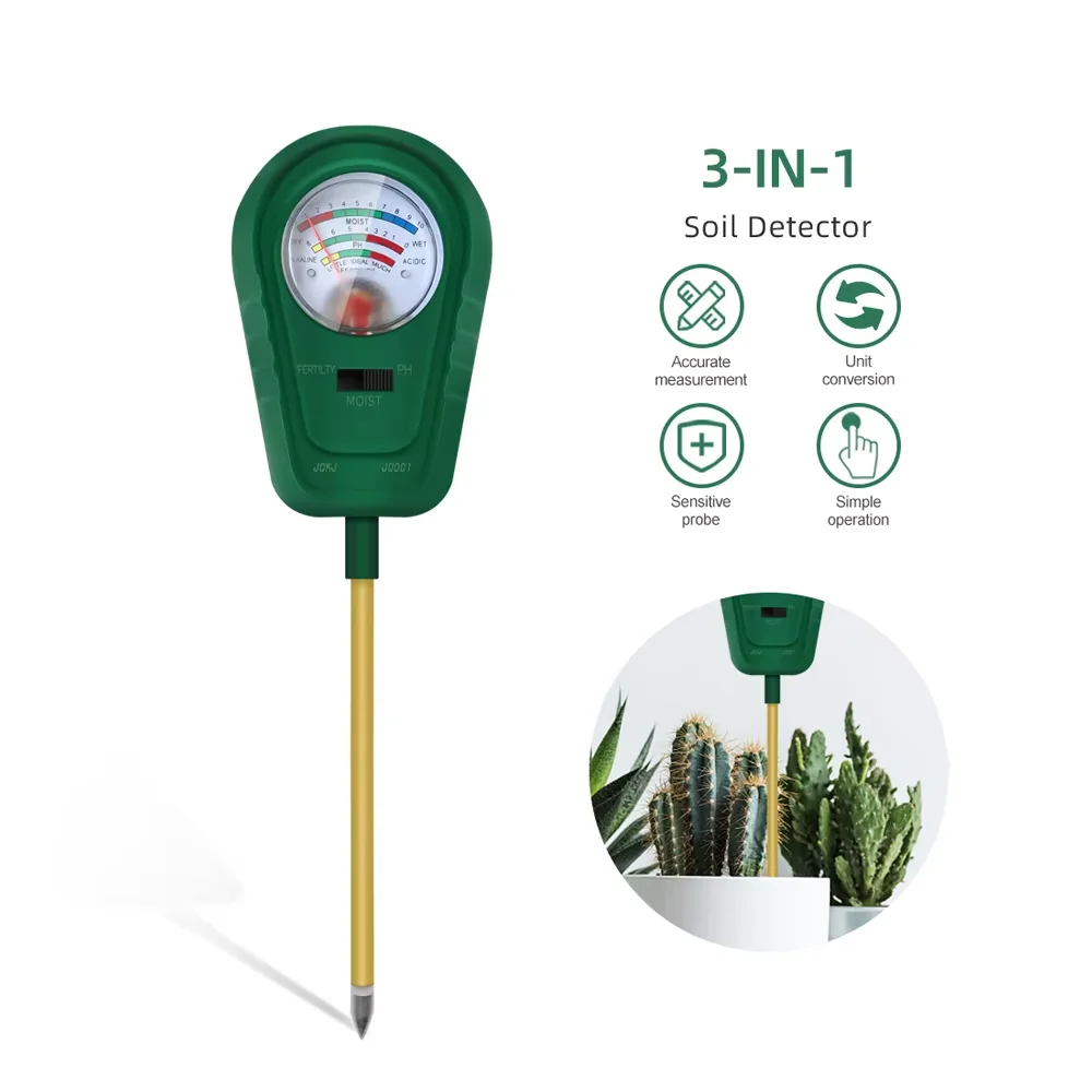 DELAESI Testeur Sol 3 En 1 PH, Humidité Et Fertilité - Sonde Précise Pour Plantes Et Jardin