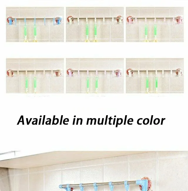 creative Traceless single pole towel rack wall 7 novelty hooks sucker punch free strong paste supplier