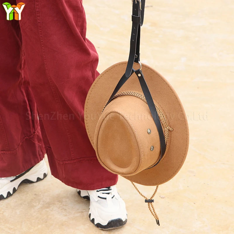Magnetic Hat Clip For Cowboy Hats - Handcrafted Leather Hat Holder For Truck, Car, Travel Bag & Wall Mount, Hard Hat Hanger (Light Brown)