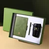 Cuaderno verde de 3 piezas + bolígrafo + taza de café