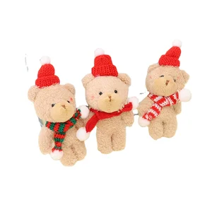 Custom Christmas Plush Bear Red Scarf Santa Hat