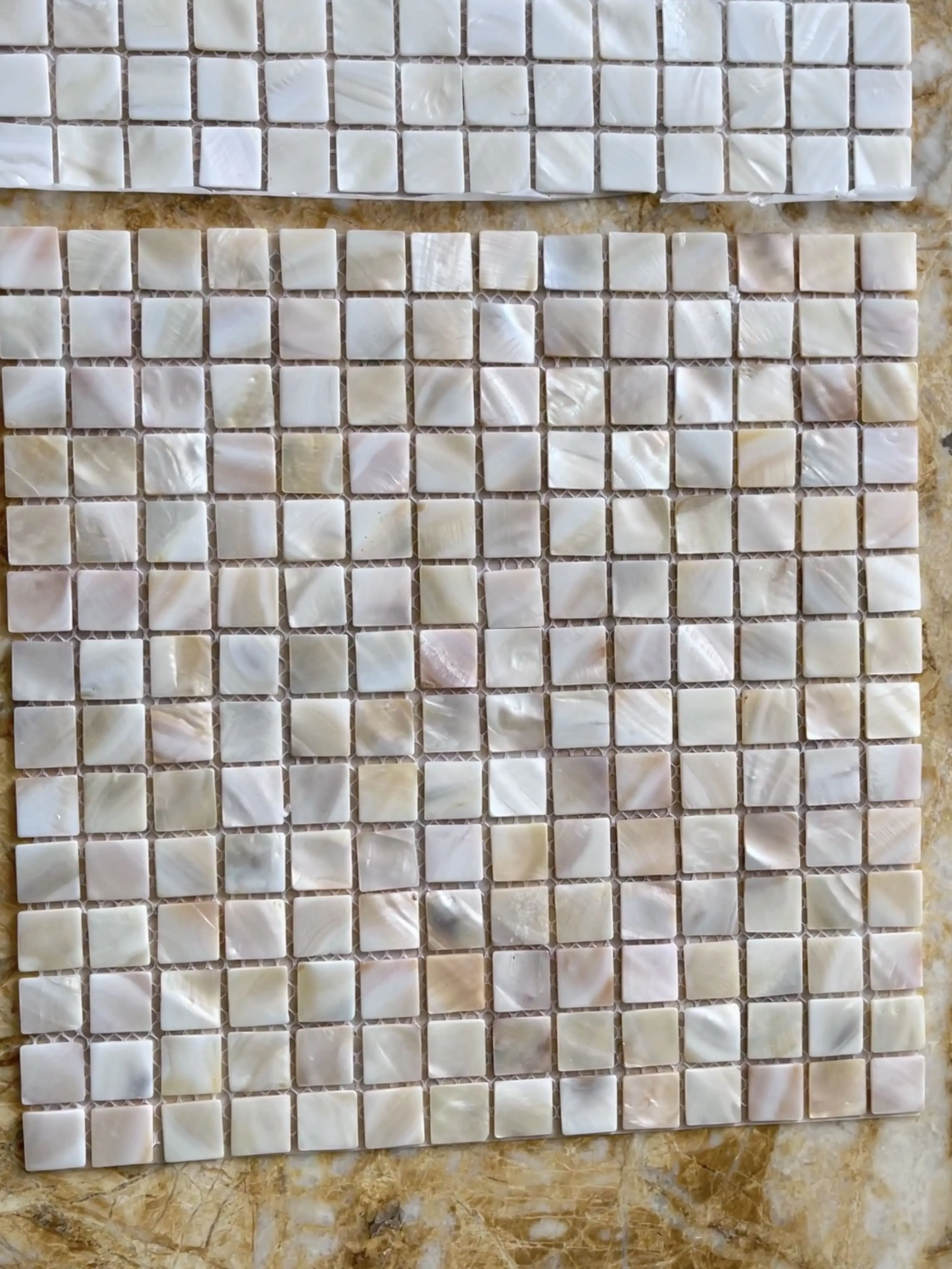 YDSTONE 10mm Thick Pearl Shell Mosaic Wall Tiles Waterproof Square Mesh for Home Decorative Back for Bedroom Hotel and Dining