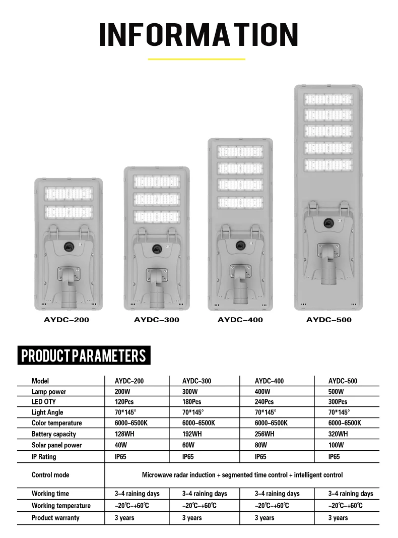 SMD3030 Chip Automated Solar LED Street Light All In One Solar Street Lighting Model