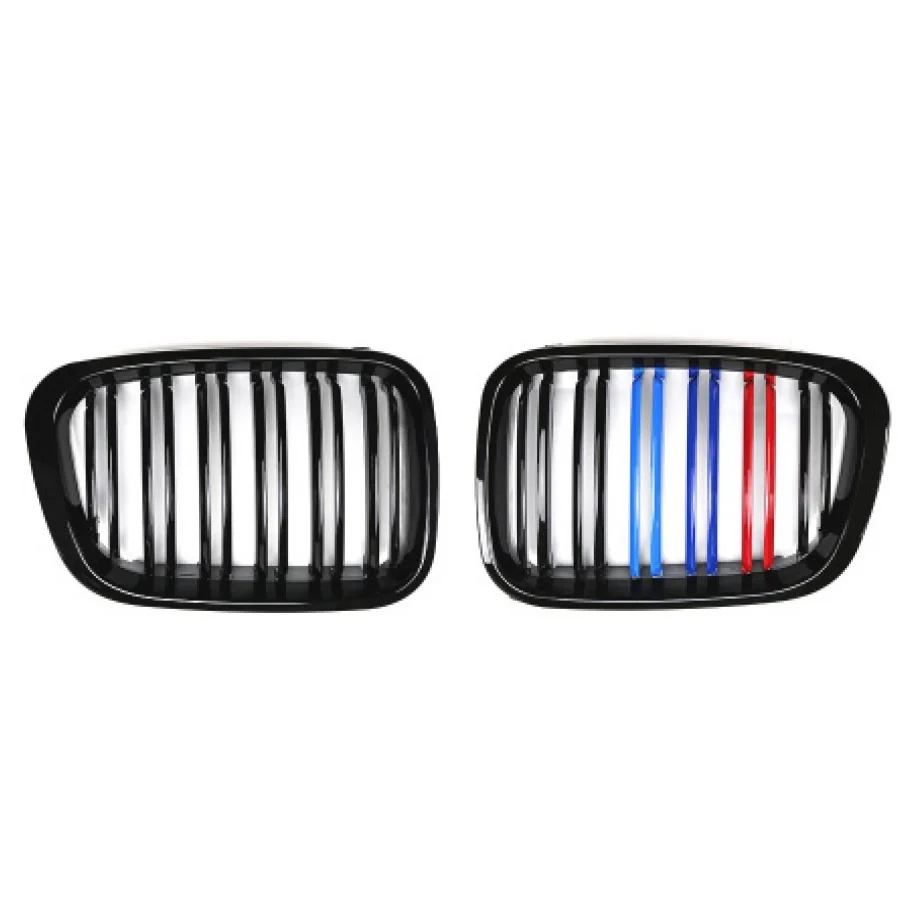 TIYPEOR Double Line Three Color Hood Front Bumper Kidney Racing Grill for Bmw 3 Series E46 1997 - 2001