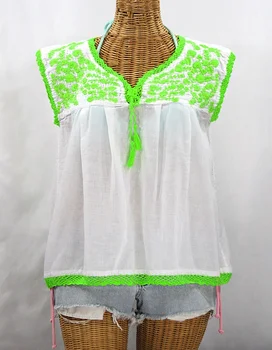 Summer clothes top women embroidery sleeveless mexican blouse women fashion tops 2021 STC87