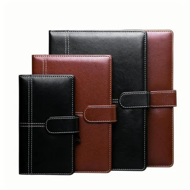 Wholesale A5 Size Hardcover Business Notebooks 100 Sheets Embossed Logo PVC Leather Pen Loop Direct Selling Gift Office School