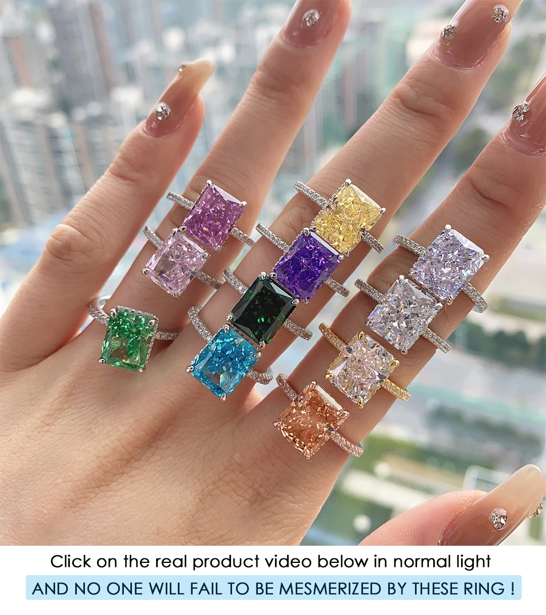 KAKODIY Customized High Quality Colorful Wedding Zircon Ring 925 Sterling Silver Ring Promise Simple Engagement Cubic Zirconia Ring Jewelry detail 8