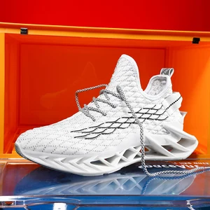 2021 Private Label Print Logo Custom Men Blades Shoes Knitted Breathable Mesh Men Shoes Sneakers Manufacturers China