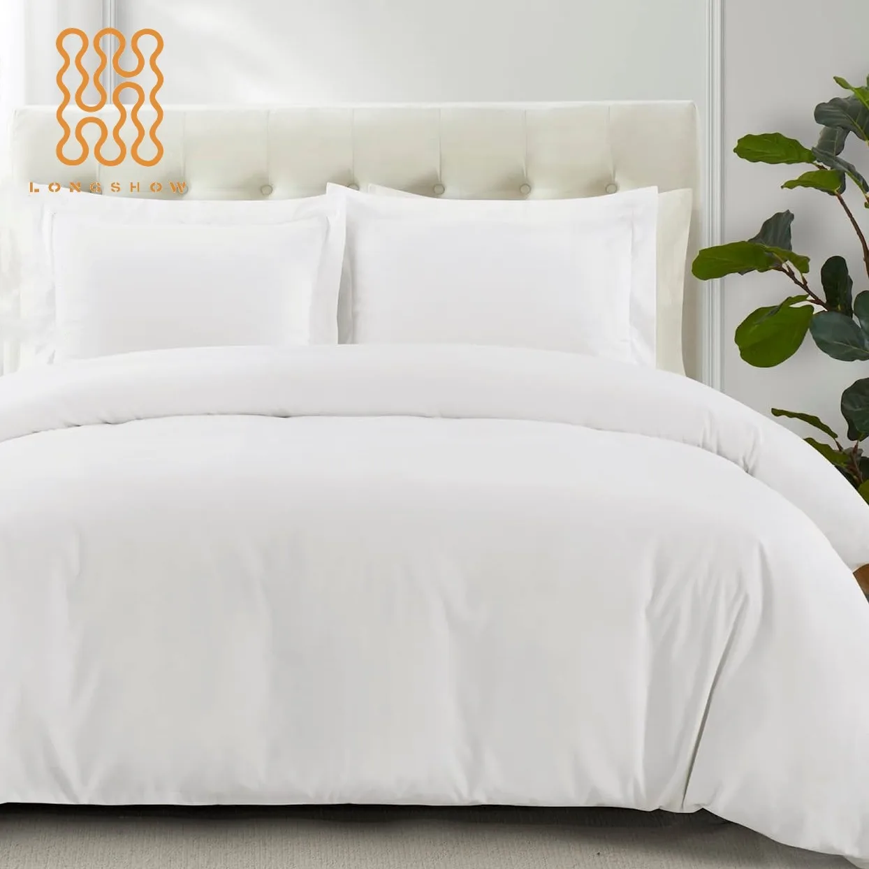 Star Hotel Linen Luxury T250 Plain White Duvet Cover With Pillow Case ...