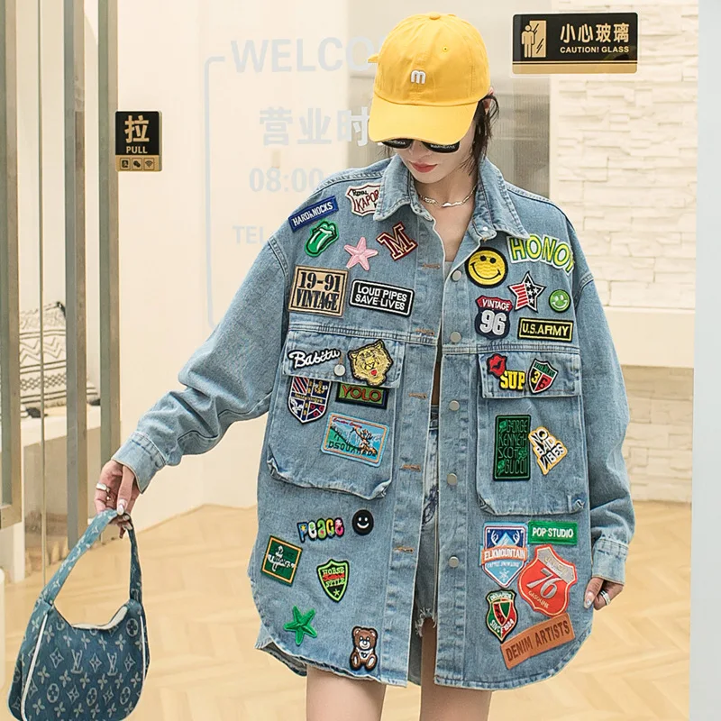 Nouă Haină Motociclistă Streetwear Cool Retro Unică Modă Toamnă Iarnă Haină Denim Spălat Jack Denim Mantau de Denim pentru Femei Haină Jean