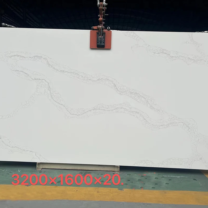 product factory price  high quality polishing quartz 3200mm1600mm tile glossy  with white wholesale artificial stone  customized size-1