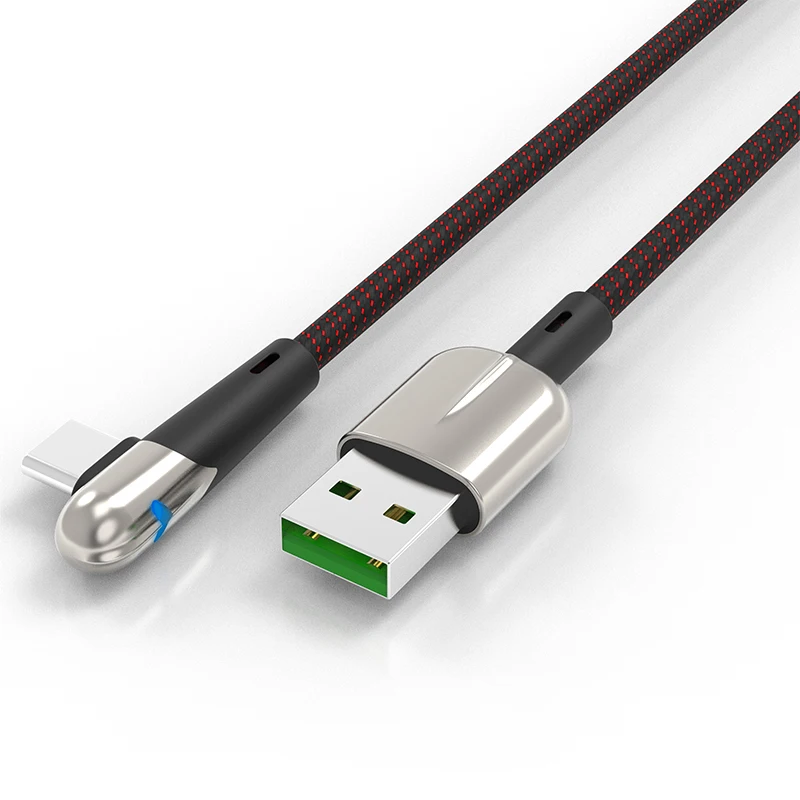 
Горячая Распродажа oem алюминиевый сплав Нейлон СВЕТОДИОД usb c кабель 90 градусов игровой плеер мобильный аксессуары кабель 