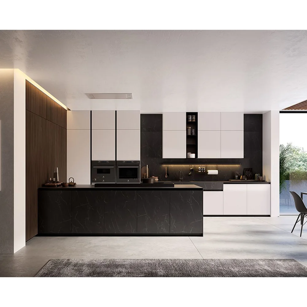 Europe Shaker Modern Wholesale kitchen furniture  With Wood Stainless Steel Lacquert with Island Kitchen Cabinets