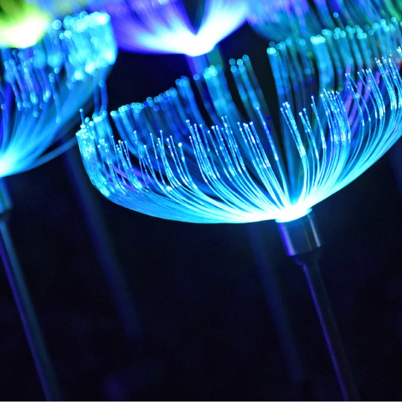 Colorful Solar LED Fiber Optic Jellyfish Spike Light for Holiday Garden ...