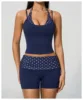 navy blue dot shorts set