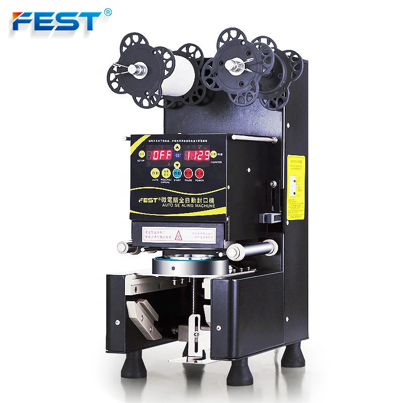 FEST シール機 自動・手動切替可能 FEST工場卸売バブルティー機器自動ティーカップシール機プラスチック