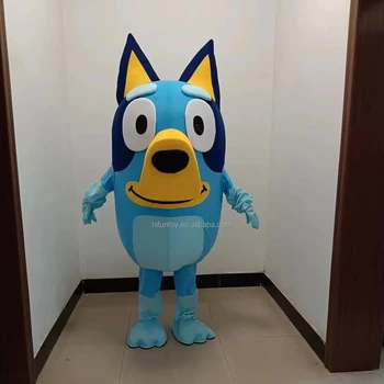 Blue Bing Go Dog Mascot Costume Unisex Foam Head Cosplay Adult Kid Party Carnival Wedding Christmas Birthday Advertising