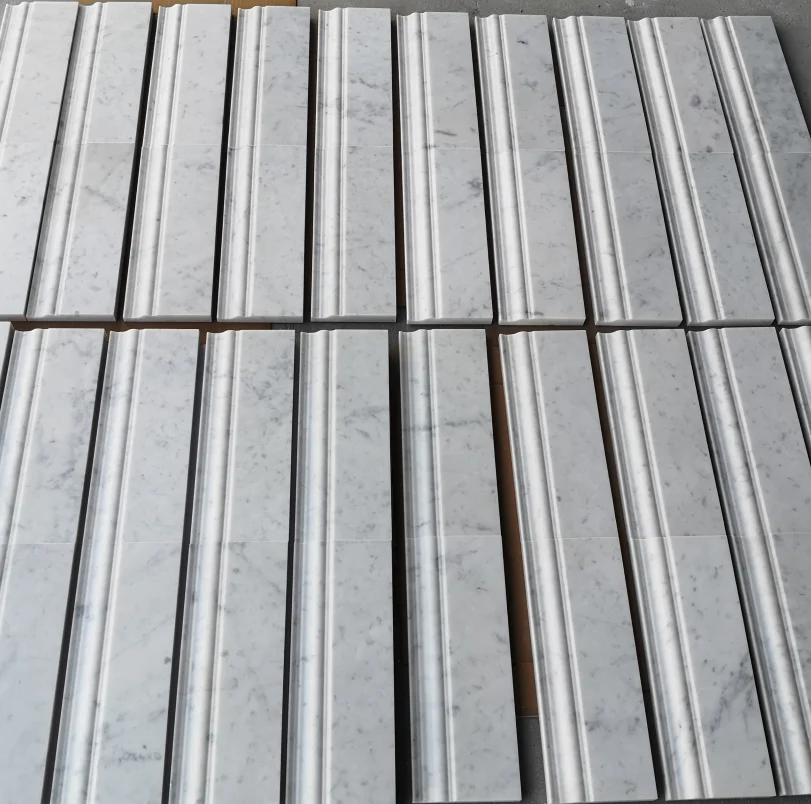 SH STONE Customized Design Carrara White Marble Skirting Board Natural White Marble Flooring Tiles