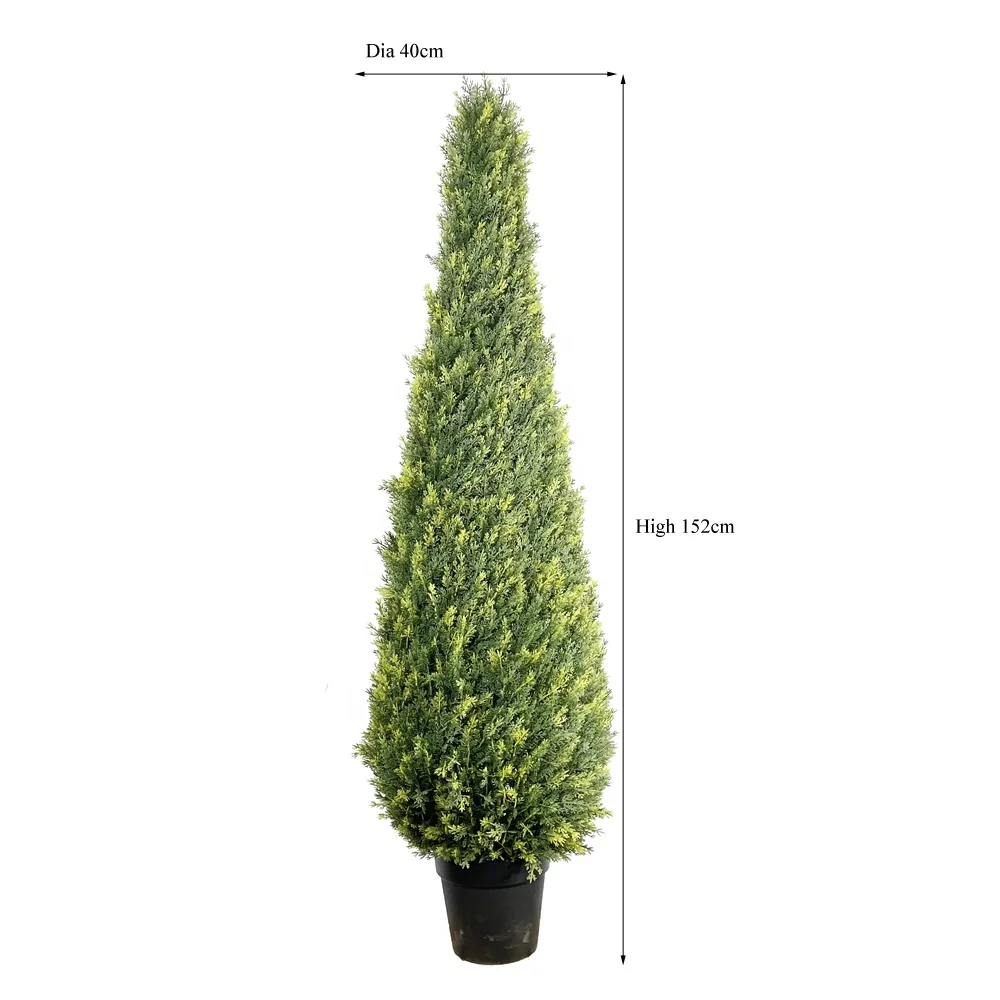Artificial Plant  Cedar Tree Cone Shaped Cypress Boxwood Topiary Spiral Ball Shrubs Greenery in Pot for Home Decoration