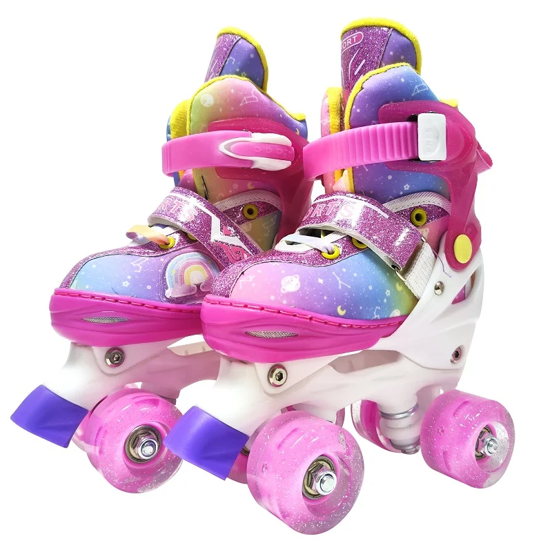 Pattini In Linea Arcobaleno Bambini - Regolabili 4 Taglie Con 8 Ruote Luminose, Per Interno Ed Esterno - Foto 7