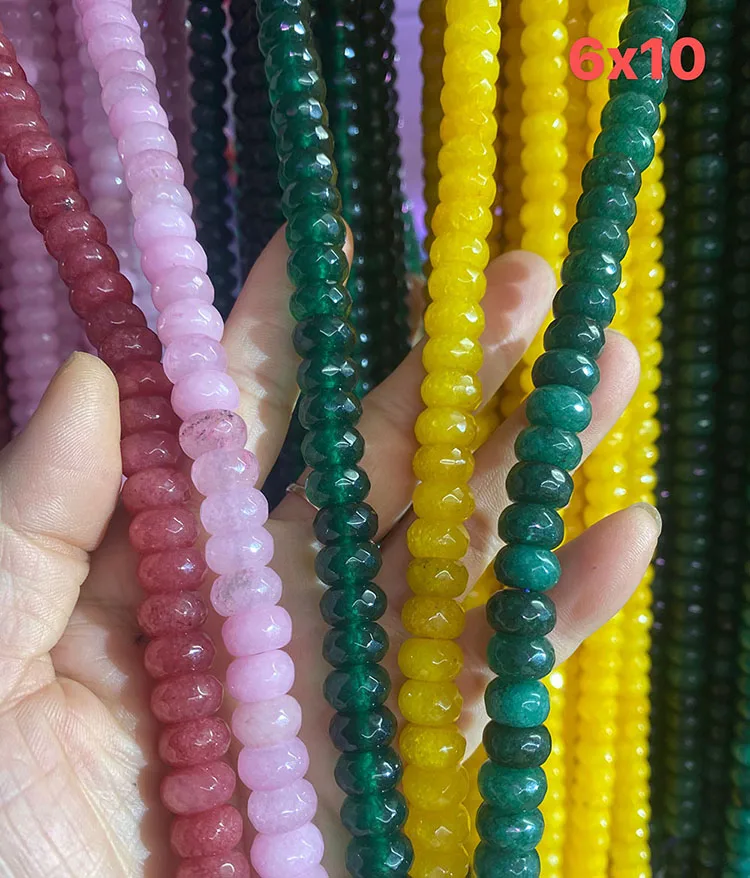 Wholesale Gemstone Beads Natural Pink Jade4x6mm 5x8mm 6x10mm Rondelle ...