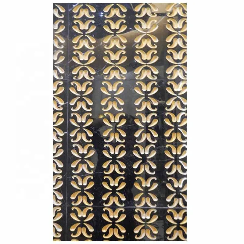 product hotel indoor 3d cnc carving white limestone black gold wall decoration tiles marble-4