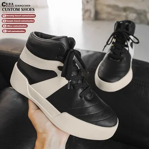 Custom Brand Logo High Top Basketball Multicolor Basketball Genuine Leather Retro Sneakers for Men Walking Shoes Custom