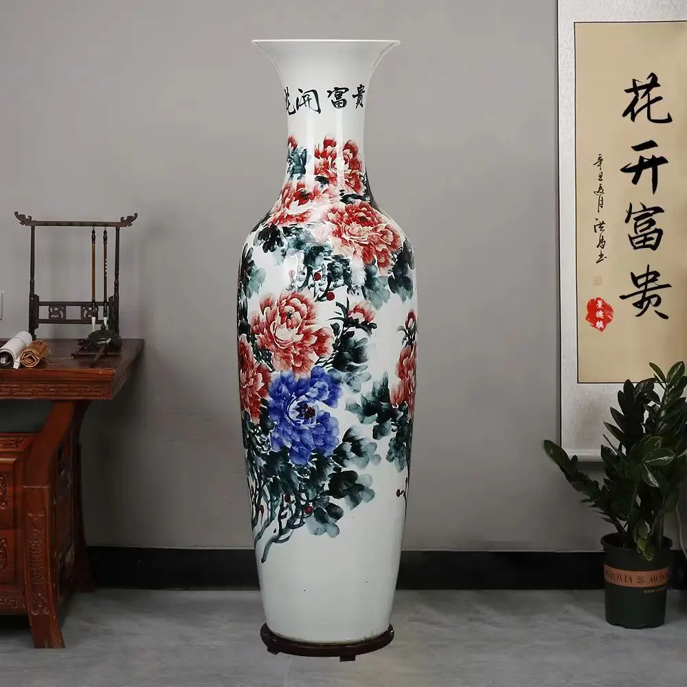 景德镇陶瓷青花瓷五龙玩珠落地大花瓶客厅装饰摆件花瓶| Alibaba.com
