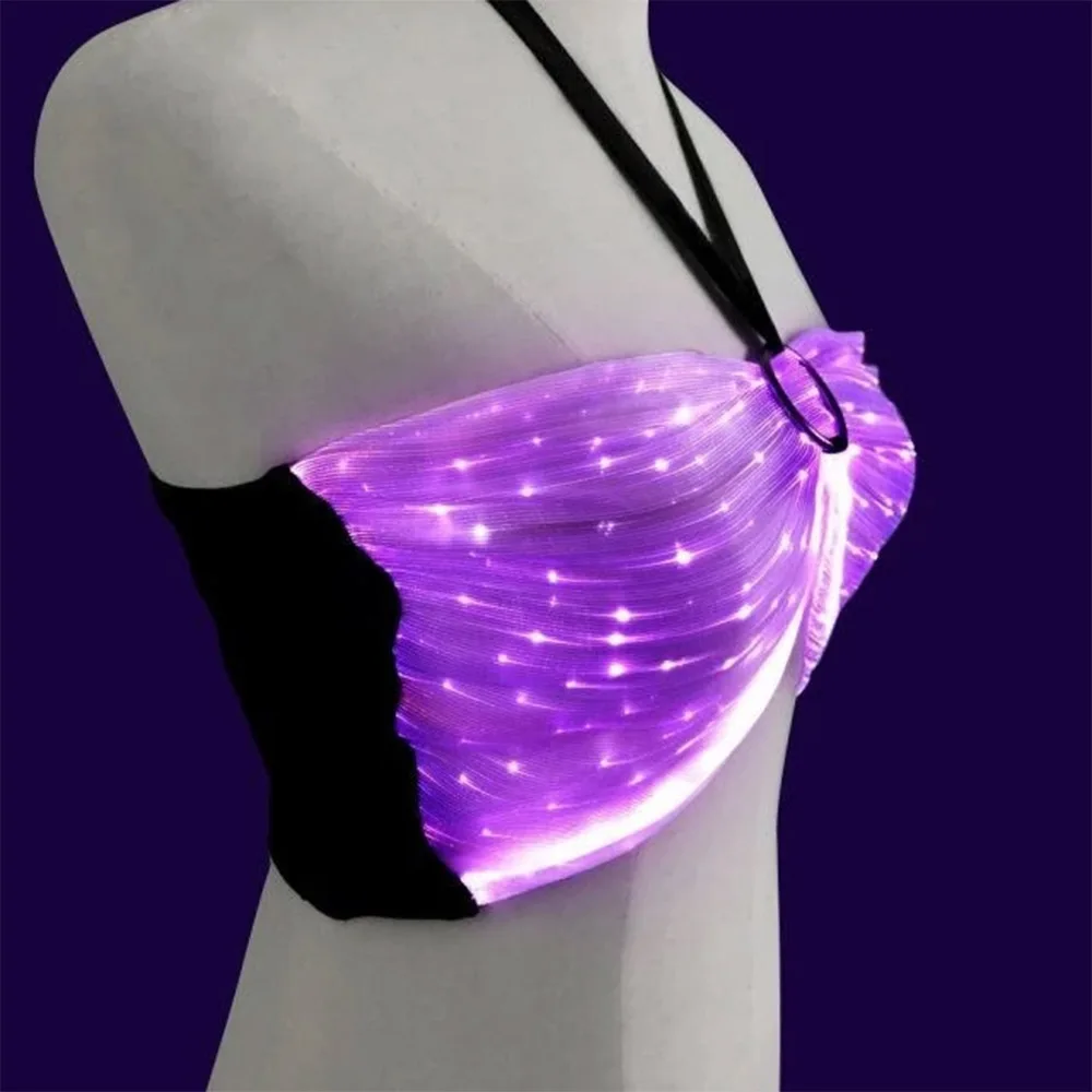 LED Light up Sexy Bra - Luminous Fiber Optic Fabric String Underwear with LED Light Glow in the Dark Clothing Performance Wear LED Light up Sexy Bra - Luminous Fiber Optic Fabric String Underwear with LED Light Glow in the Dark Clothing Performance Wear