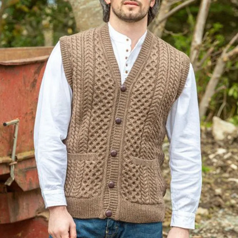メンズウェア EMBLEM V-NECK KNIT VEST - BROWN Men's Boston Red Sox PLEASURES Brown Knit V-Neck Pullover