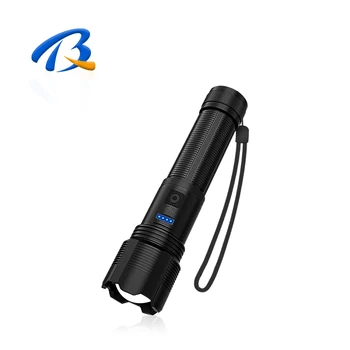 Super Bright Zoomable XHP50 Powerful LED Torch Flash Light, USB Rechargeable Waterproof Portable Security Tactical Flashlights