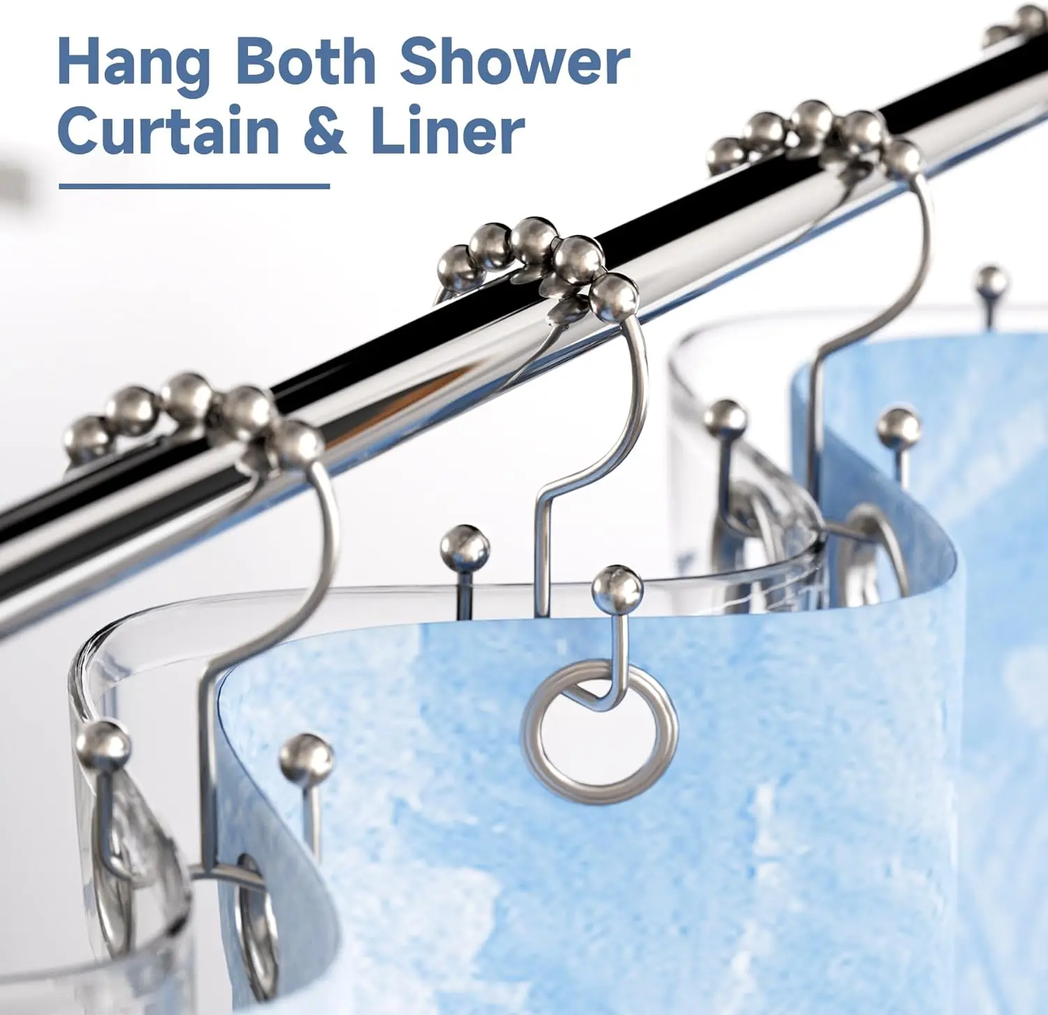 Shower Curtain Hooks Rust Proof Metal Double Glide Shower Hooks Rings
