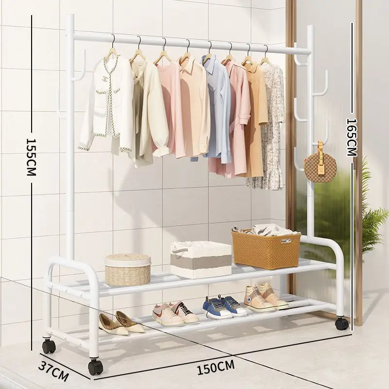 Coat Rack Triangle Coat Rack Floor Pulley Mobile Multi-Layer
