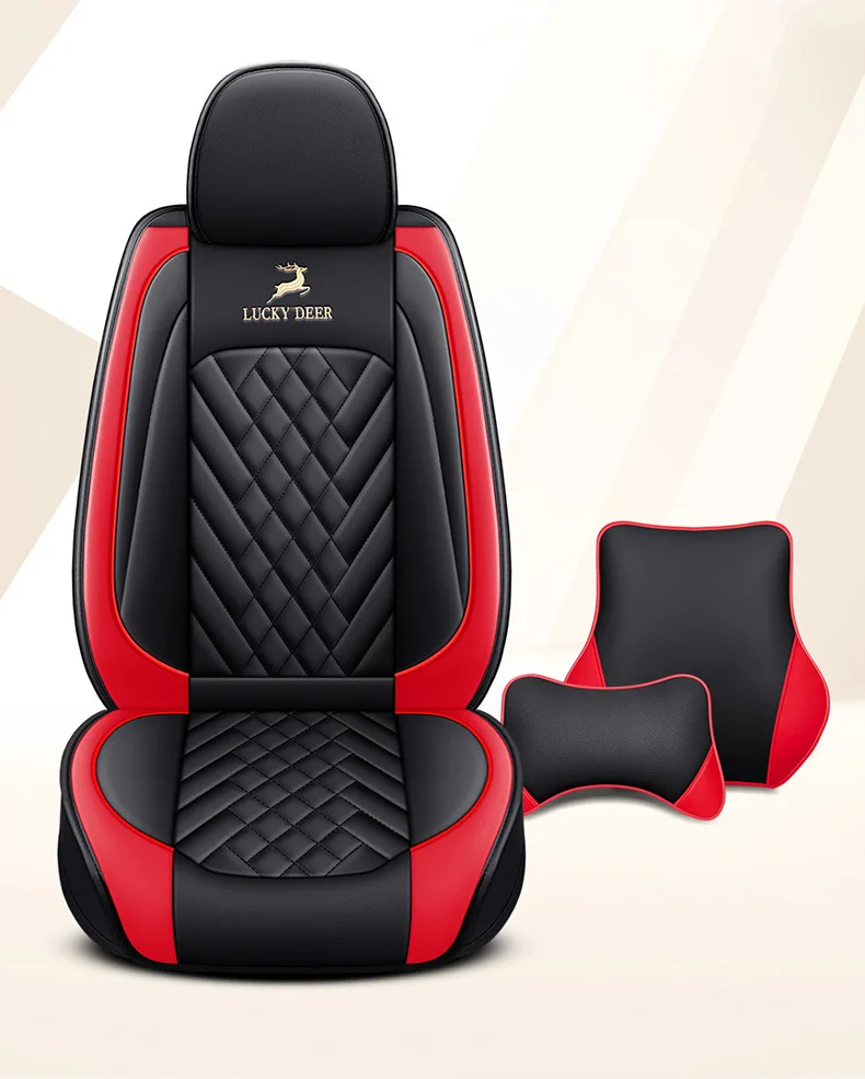 Luxury 5d Sport Leather Four Seasons Universal Car Seat Cover Black And