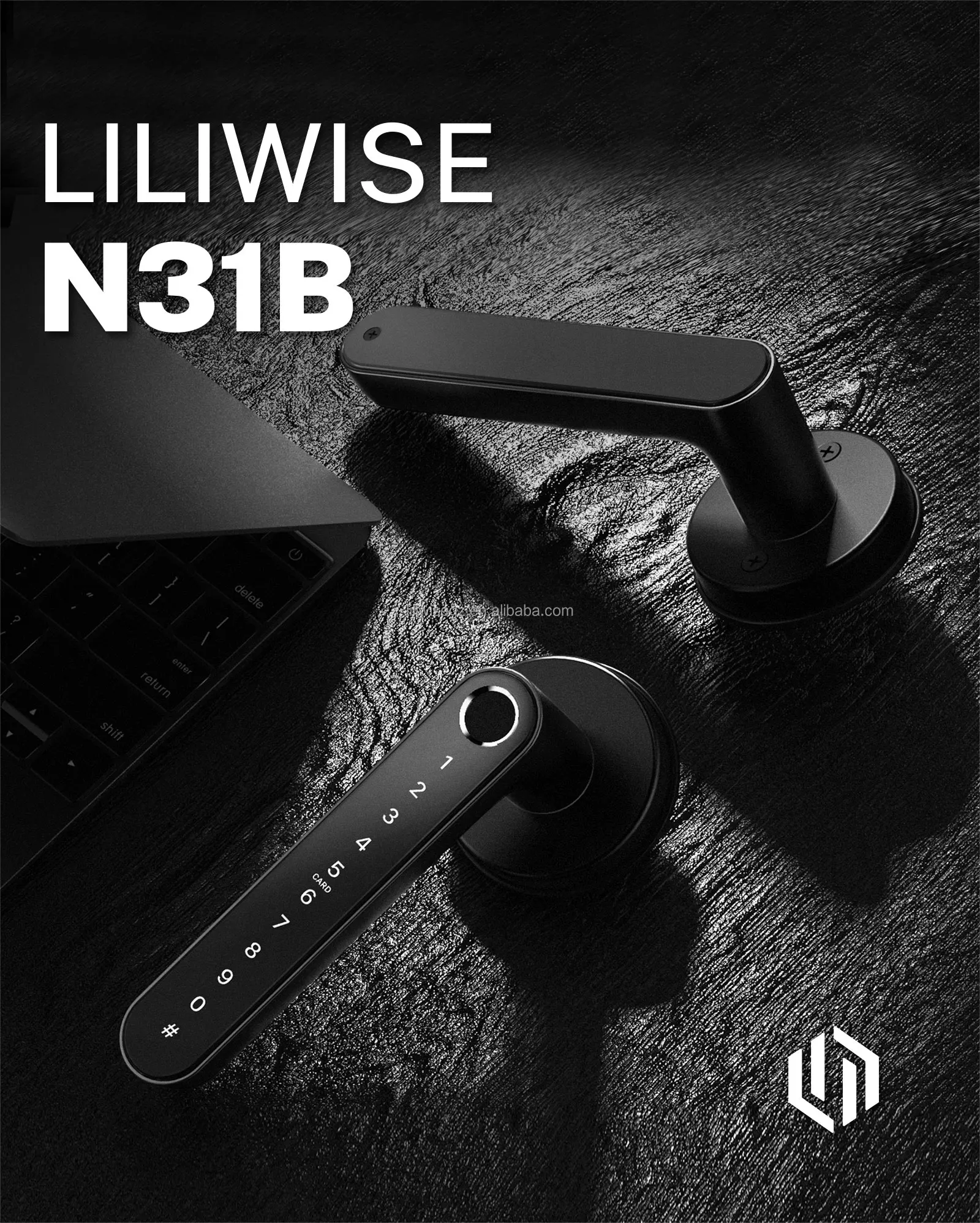 Smart Handle Lock with 6V Battery MF1 Card and 35~65mm Fit Electronic Door Lock for Secure Access 2